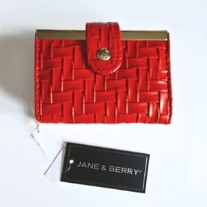 Red Vegan Leather Woven Wallet
